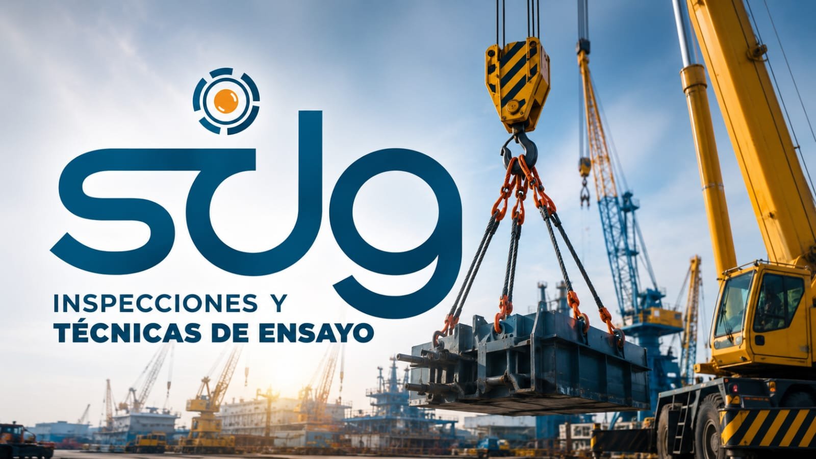 SDG y una grúa realizando una maniobra de izaje en un entorno industrial